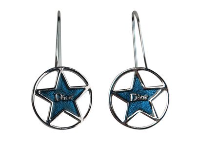 Christian Dior Star Earrings, &pound;120, Jewellery, Blue/Silver, Stainless Steel, Front view