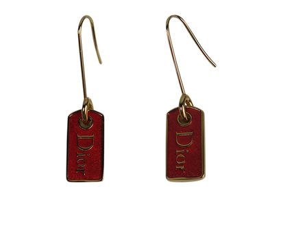 Christian Dior Dog Tag Earrings, front view