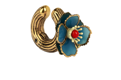 Fendi Flower Ear Cuff, £140, Jewellery, Blue/Red, Brass/Resin, Front view