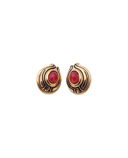 Fendi Vintage Oval Clip On Earrings, front view
