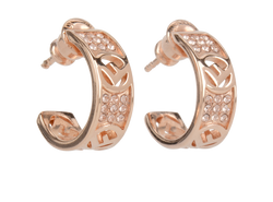 Fendi Crystal FF Earrings, Brass, Rose Gold, B/DB, 4*