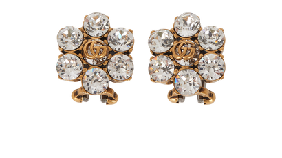 Gucci Crystal GG Clip On Earrings, front view