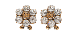 Gucci Crystal GG Clip On Earrings, Brass, Gold, DB/B, 2*