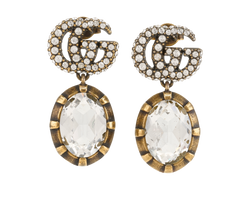 Gucci Embellished GG Marmont Drop Earrings, Brass, Gold, DB/B 2*