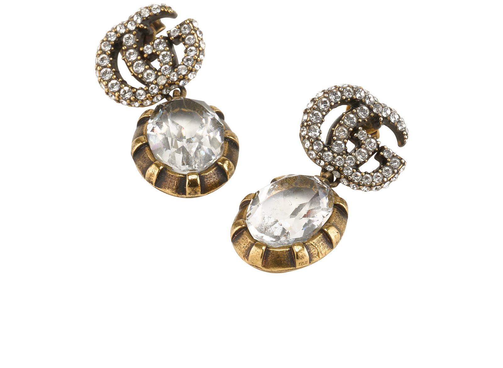 Gucci Embellished GG Marmont Drop Earrings, &pound;250, Jewellery, Gold, Brass, Other view