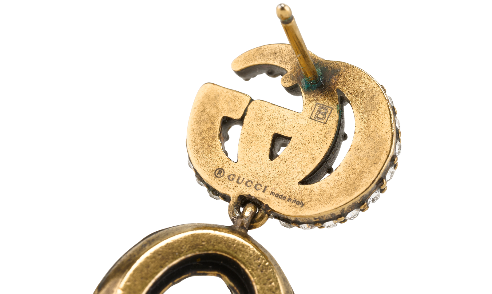 Gucci Embellished GG Marmont Drop Earrings, &pound;250, Jewellery, Gold, Brass, Other view