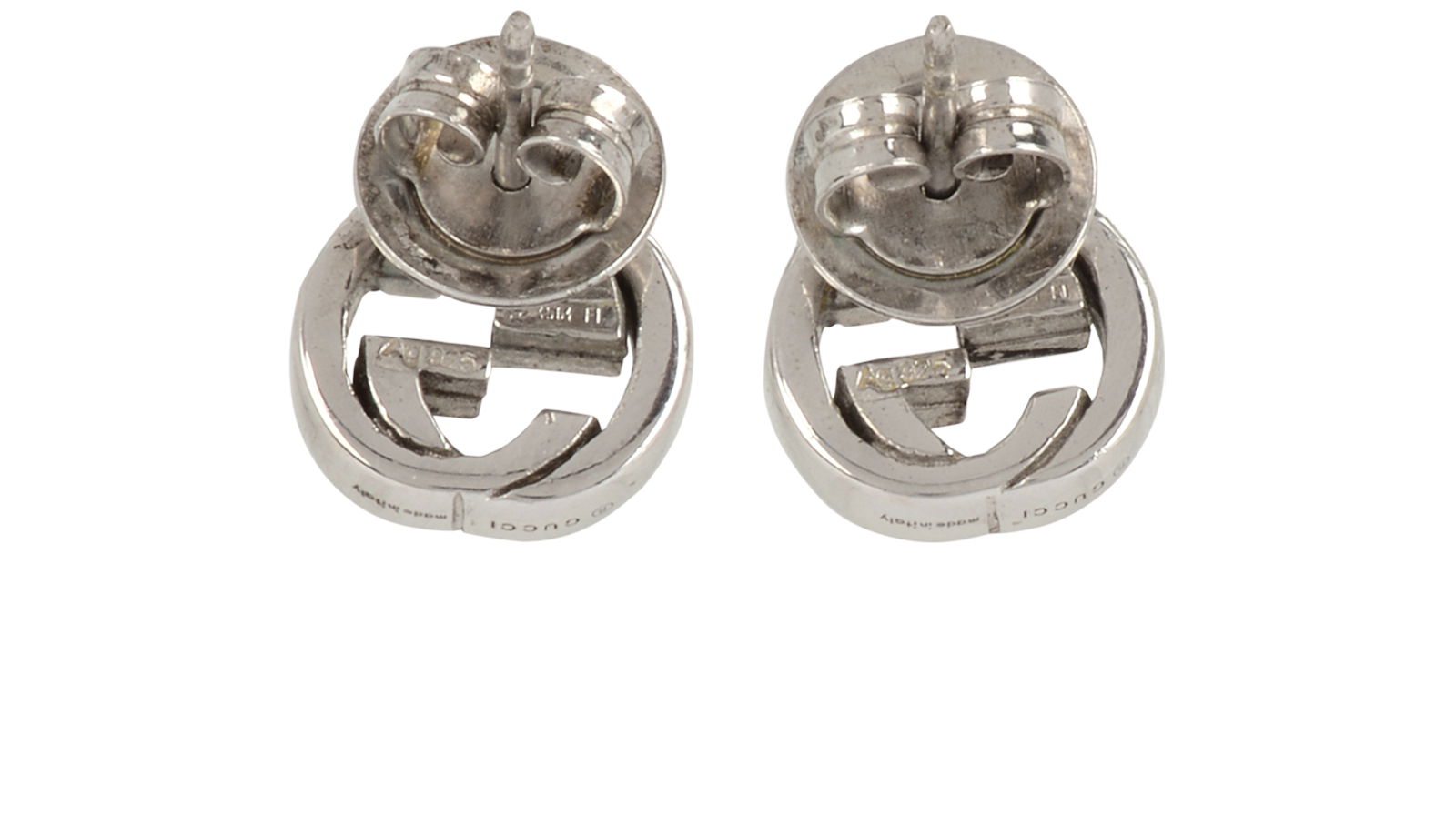 Gucci GG Stud Earrings, &pound;160, Jewellery, Silver, Silver Plated, Back view
