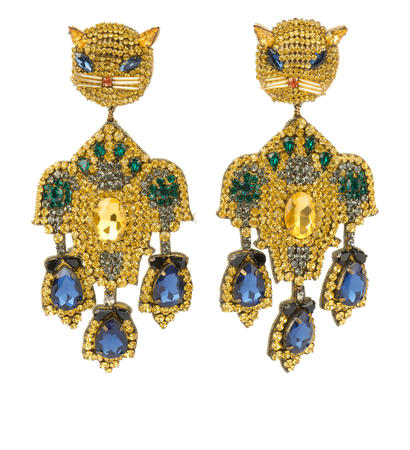 Gucci Embellished Cat Earrings, front view