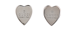 Gucci Trademark Heart-Shaped Earrings, Sterling Silver 925, MII, B/DB, 2*