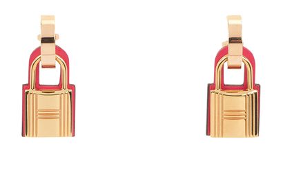 Hermes O'Kelly Earrings Lock/ Circle, £315, Jewellery, Pink, Rose Gold Plated, Front view