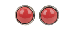 Hermes Circle Studs, Brass/ Resin, Coral, MIF, 2*