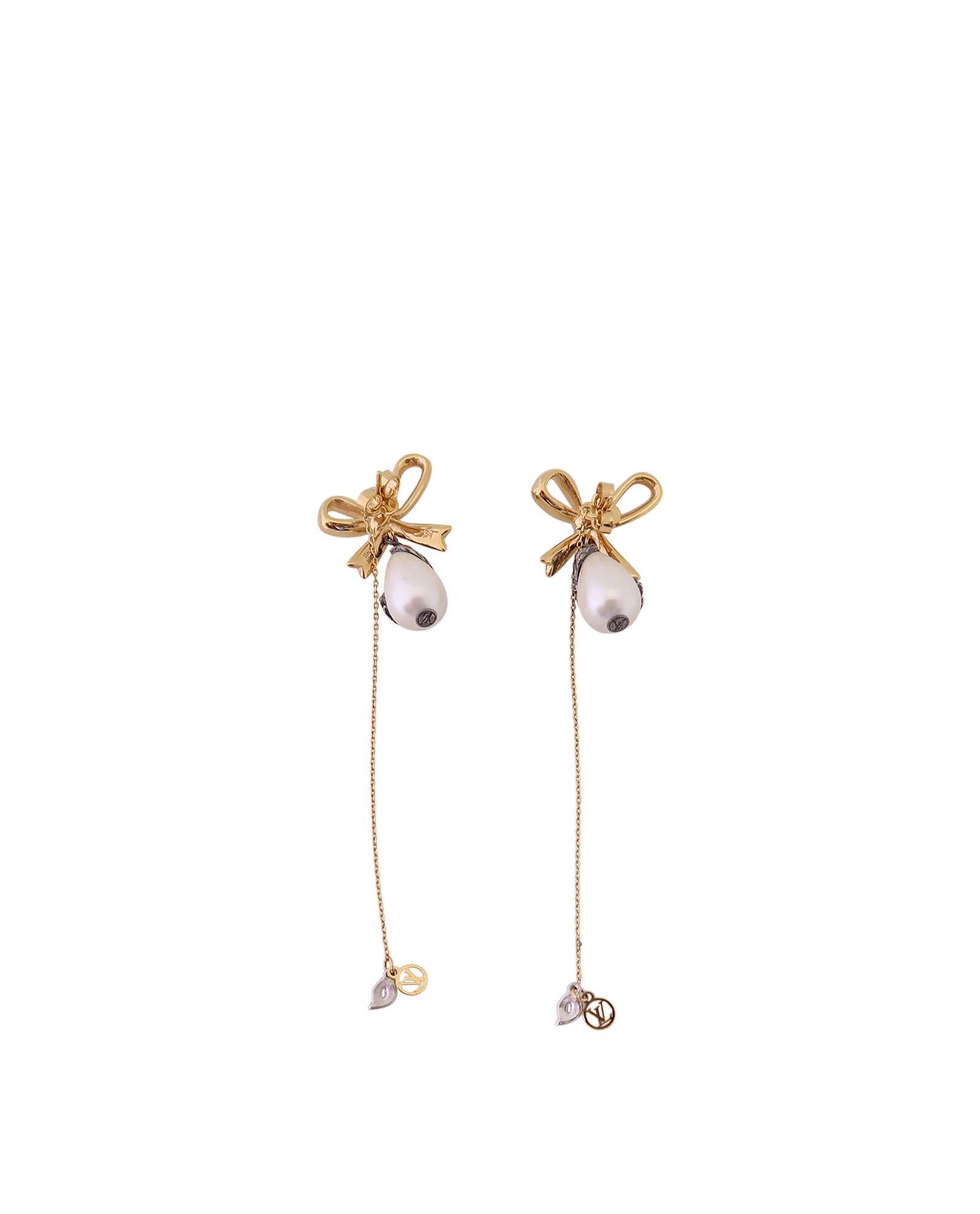 Louis Vuitton LV Windsor Pearl Earrings Bow Gold