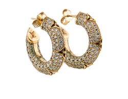 Louis Vuitton Blossom Hoops Earrings, Brass/Crystals, Gold, VA5202, 2*
