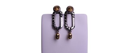 Alexander McQueen Safety Pin Skull Earrings, front view
