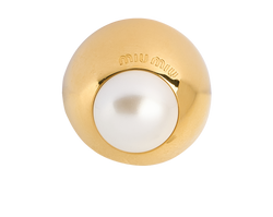 Miu Miu Single Clip On Earring, Faux Pearl/Brass, Gold/White, B/DB, 3*