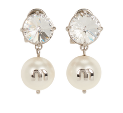 Miu Miu Pearl Drop Clip On Earrings, DB