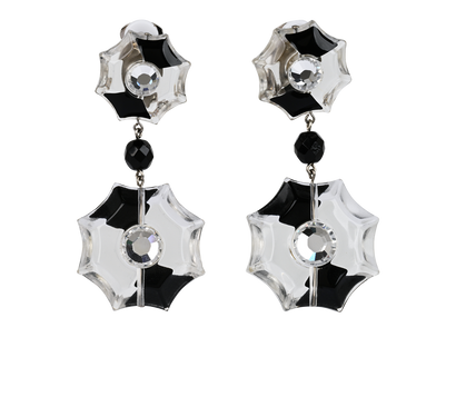 Prada Geometric Drop Earrings, &pound;150, Jewellery, Black, Acetate, Front view