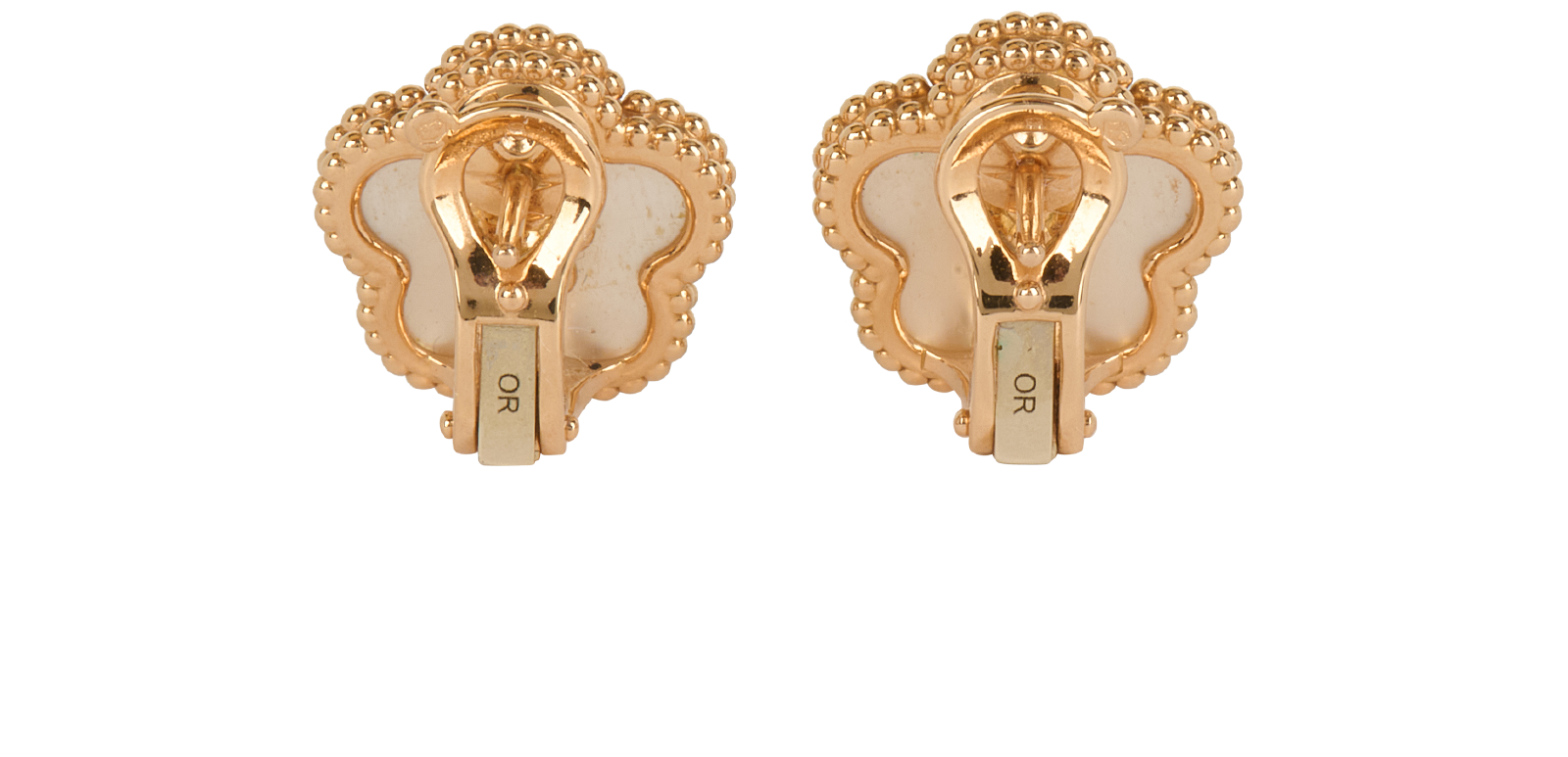Van Cleef & Arpels Plum Blossom Earrings, &pound;3,500, Jewellery, Rose Gold, Mother of Pearl/Rose Gold, Back view