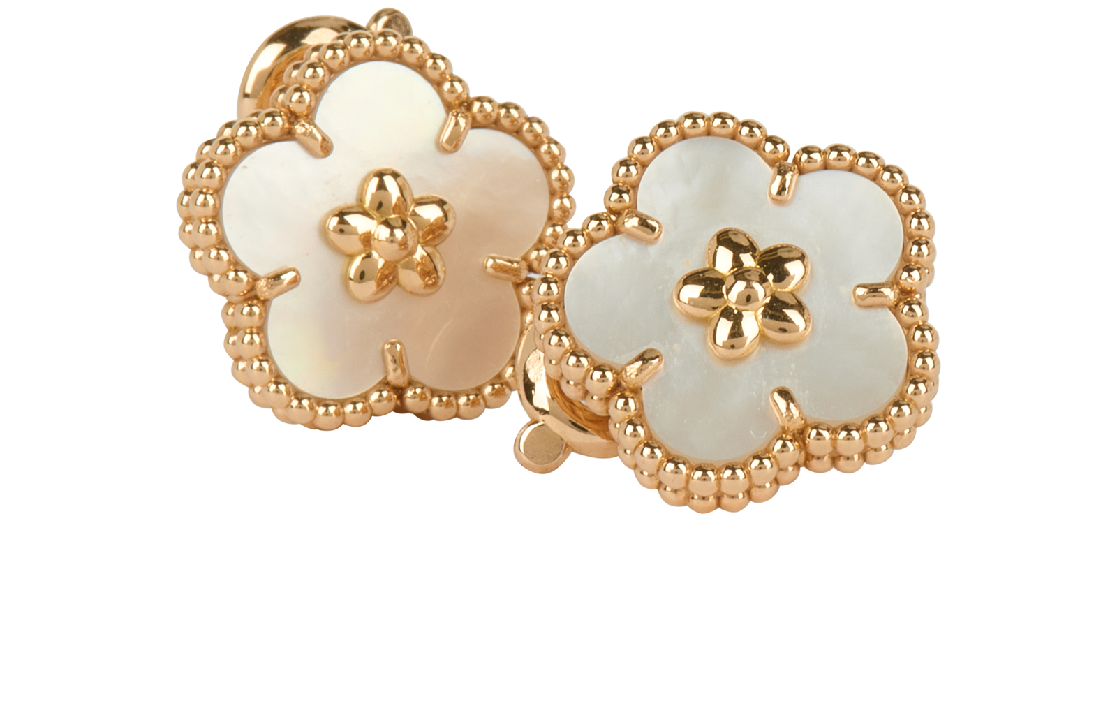 Van Cleef & Arpels Plum Blossom Earrings, &pound;3,500, Jewellery, Rose Gold, Mother of Pearl/Rose Gold, Other view