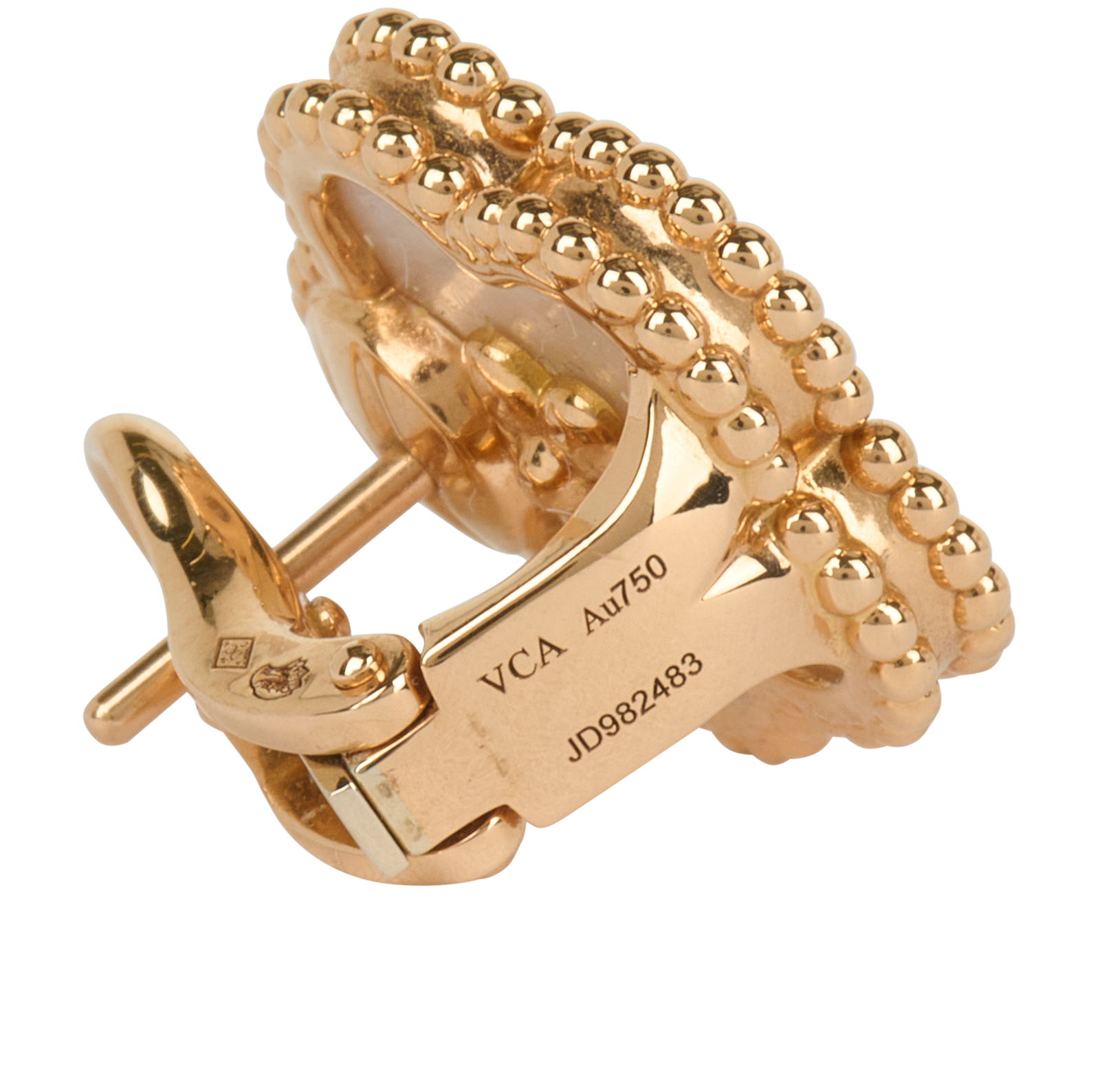 Van Cleef & Arpels Plum Blossom Earrings, &pound;3,500, Jewellery, Rose Gold, Mother of Pearl/Rose Gold, Other view