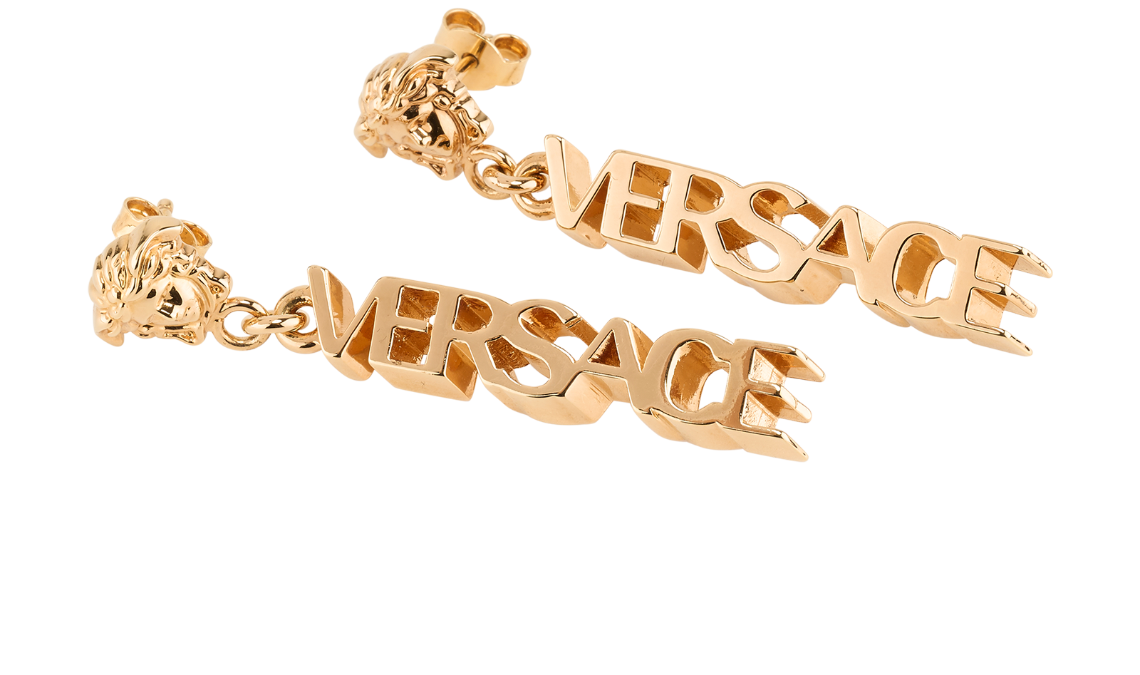 Versace Medusa Drop Earrings, &pound;140, Jewellery, Gold, Brass, Other view