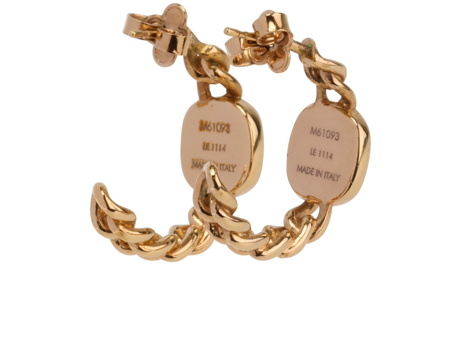 Louis Vuitton LV Chain Hoop Earrings, &pound;250, Jewellery, Gold, Brass, Back view