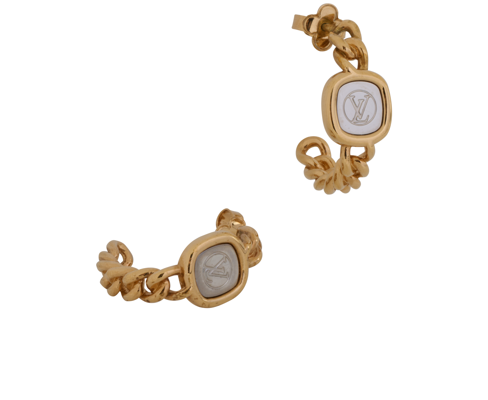 Louis Vuitton LV Chain Hoop Earrings, &pound;250, Jewellery, Gold, Brass, Other view