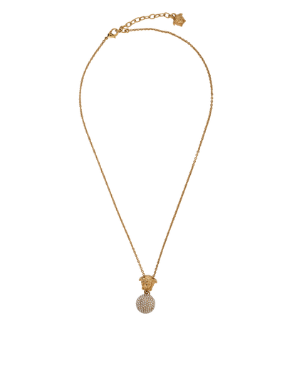 Versace Medusa Head & Ball Drop Necklace, &pound;90, Jewellery, Gold, Brass/Crystal, Front view