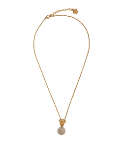 Versace Medusa Head & Ball Drop Necklace, Brass/Crystal, Gold, B, 2*