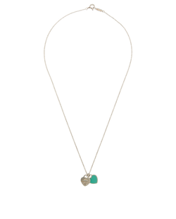 Tiffany & Co Mini Double Heart Necklace, Silver 925, Blue, DB, 2*
