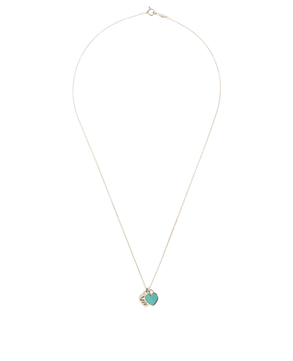 Tiffany & Co RTT Mini Double Heart Tag Pendant, £195, Jewellery, Blue/Silver, Silver, Front view