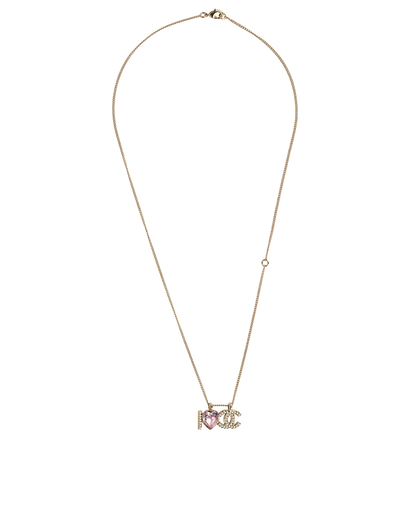 Chanel I Love CC Necklace, &pound;695, Jewellery, Gold/Pearl/Pink, Brass, Front view