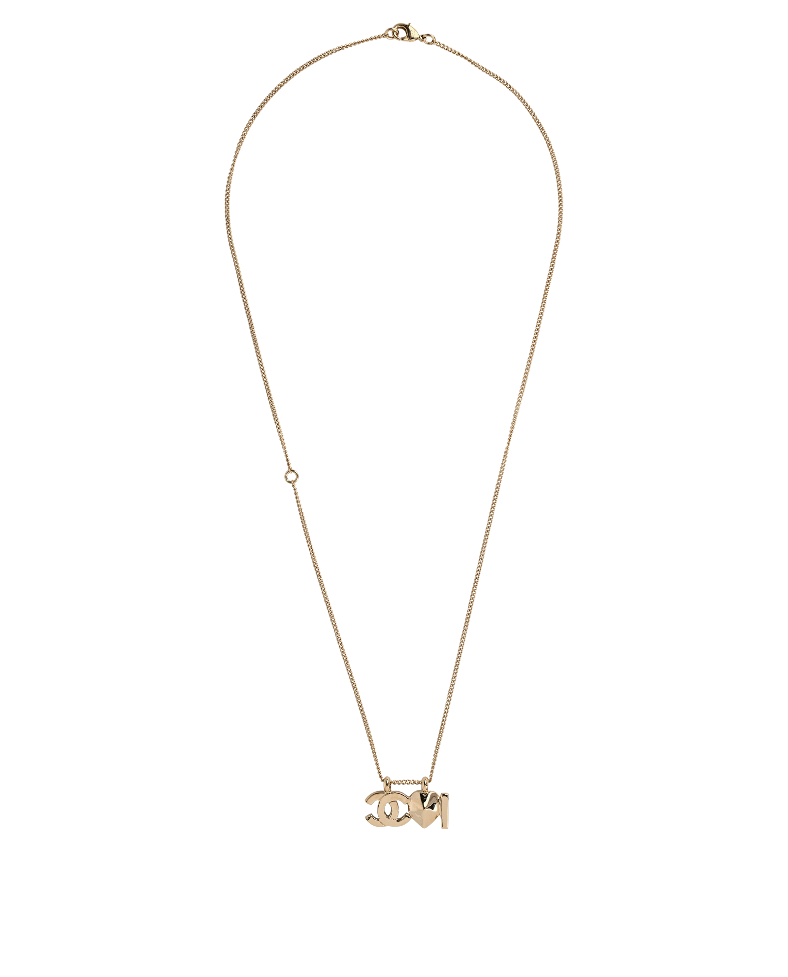 Chanel I Love CC Necklace, &pound;695, Jewellery, Gold/Pearl/Pink, Brass, Back view