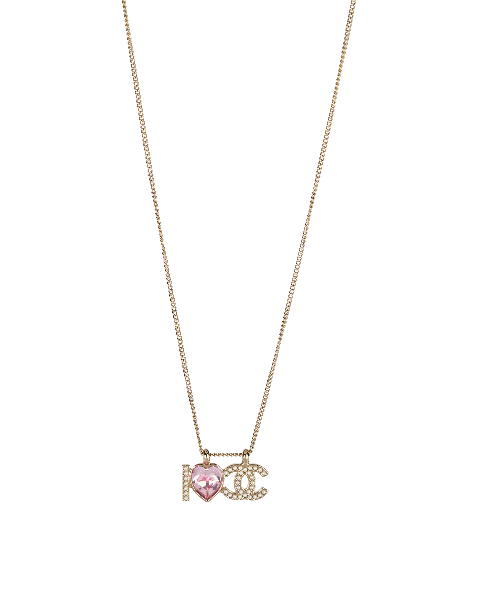 Chanel I Love CC Necklace, &pound;695, Jewellery, Gold/Pearl/Pink, Brass, Other view