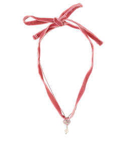 Miu Miu Heart Ribbon Choker, Silver 925/Fabric, Pink, B, 3*