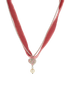 Miu Miu Heart Ribbon Choker, &pound;220, Jewellery, Pink, Fabric/Sterling Silver, Other view