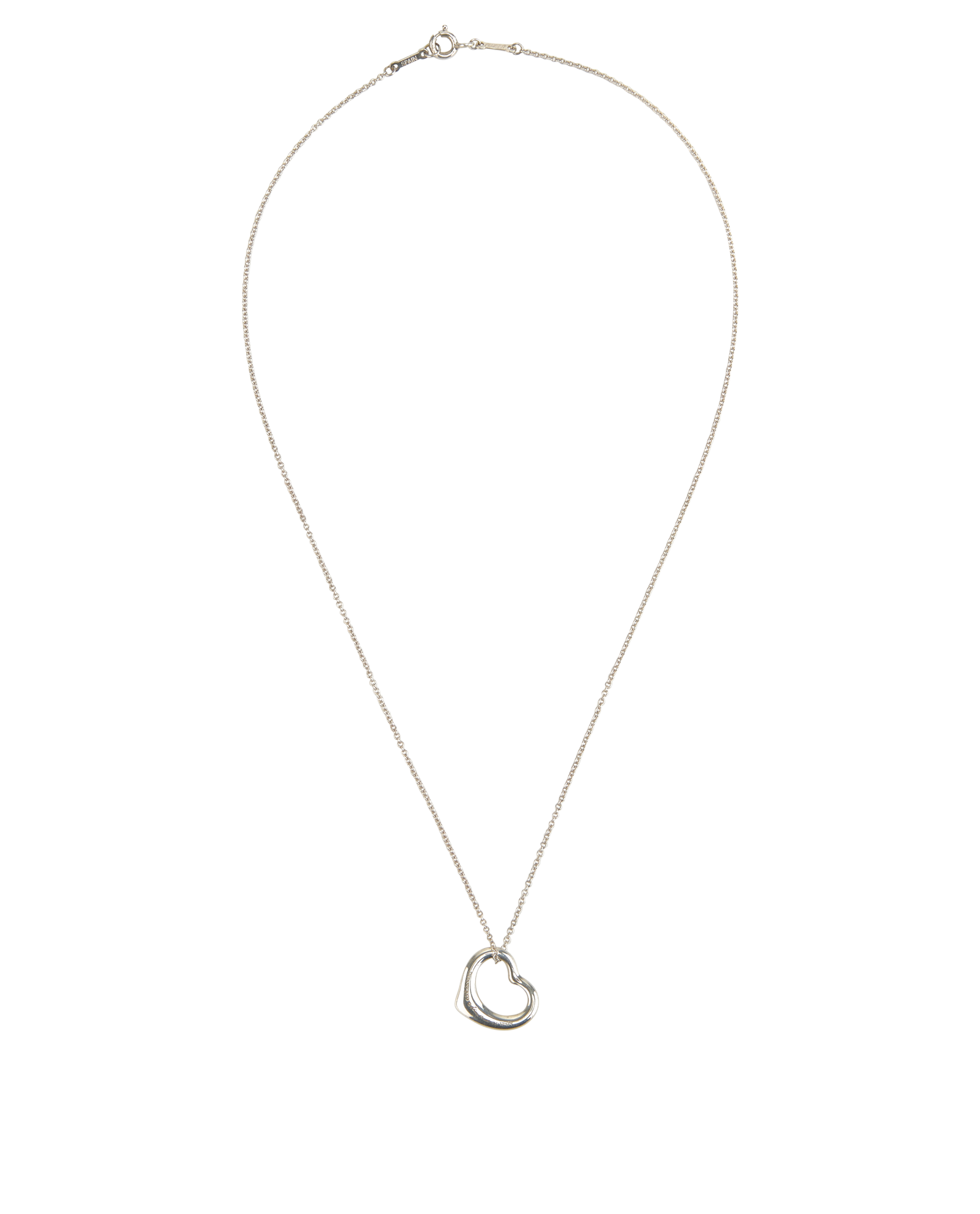 Tiffany & Co Elsa Peretti Small Open Heart Necklace, &pound;230, Jewellery, Silver, Silver, Back view