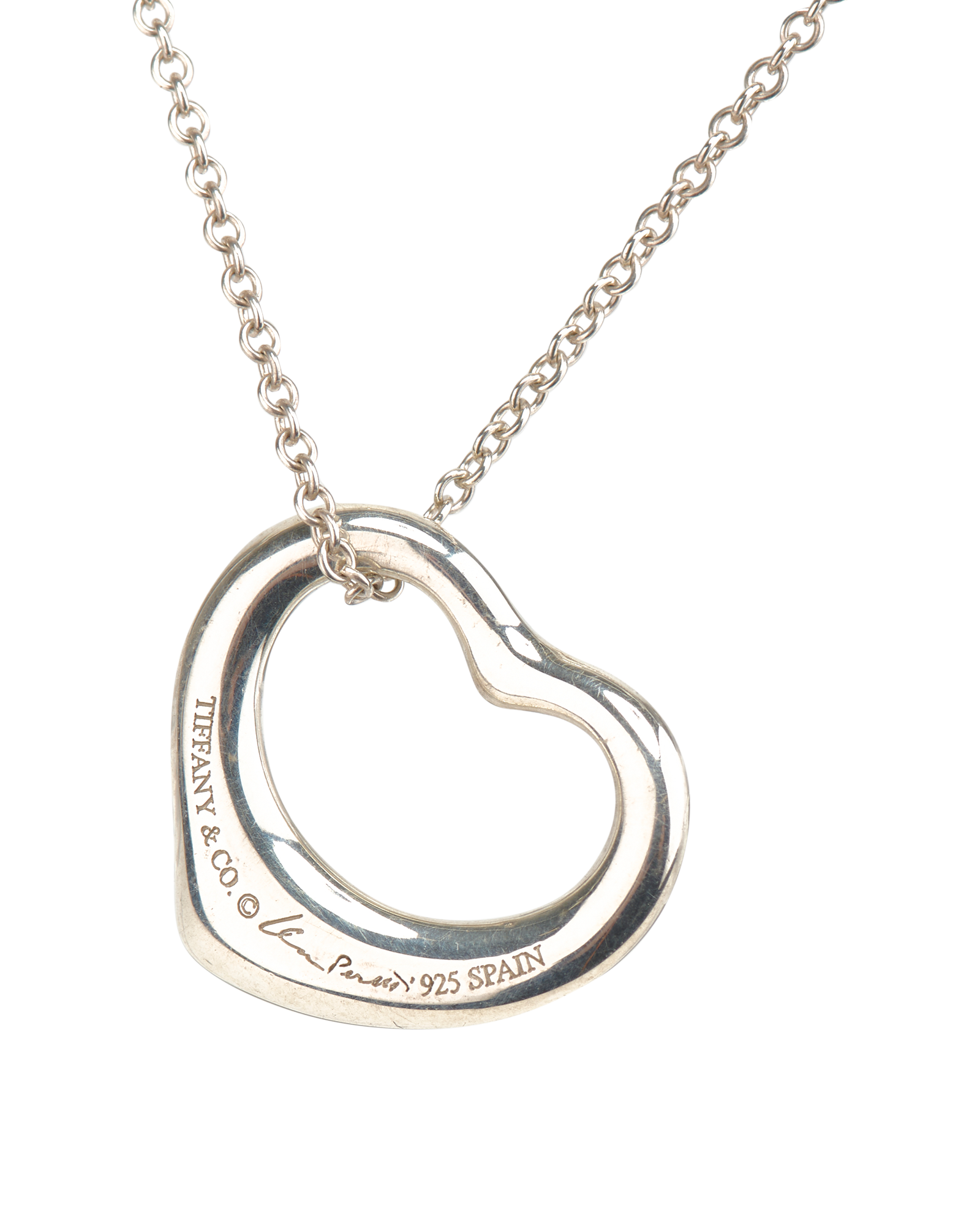 Tiffany & Co Elsa Peretti Small Open Heart Necklace, &pound;230, Jewellery, Silver, Silver, Other view