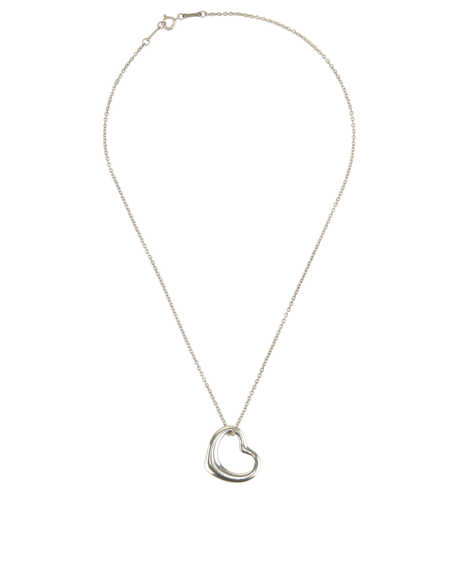 Tiffany & Co Elsa Peretti Large Open Heart Necklace, &pound;190, Jewellery, Silver, Silver, Back view