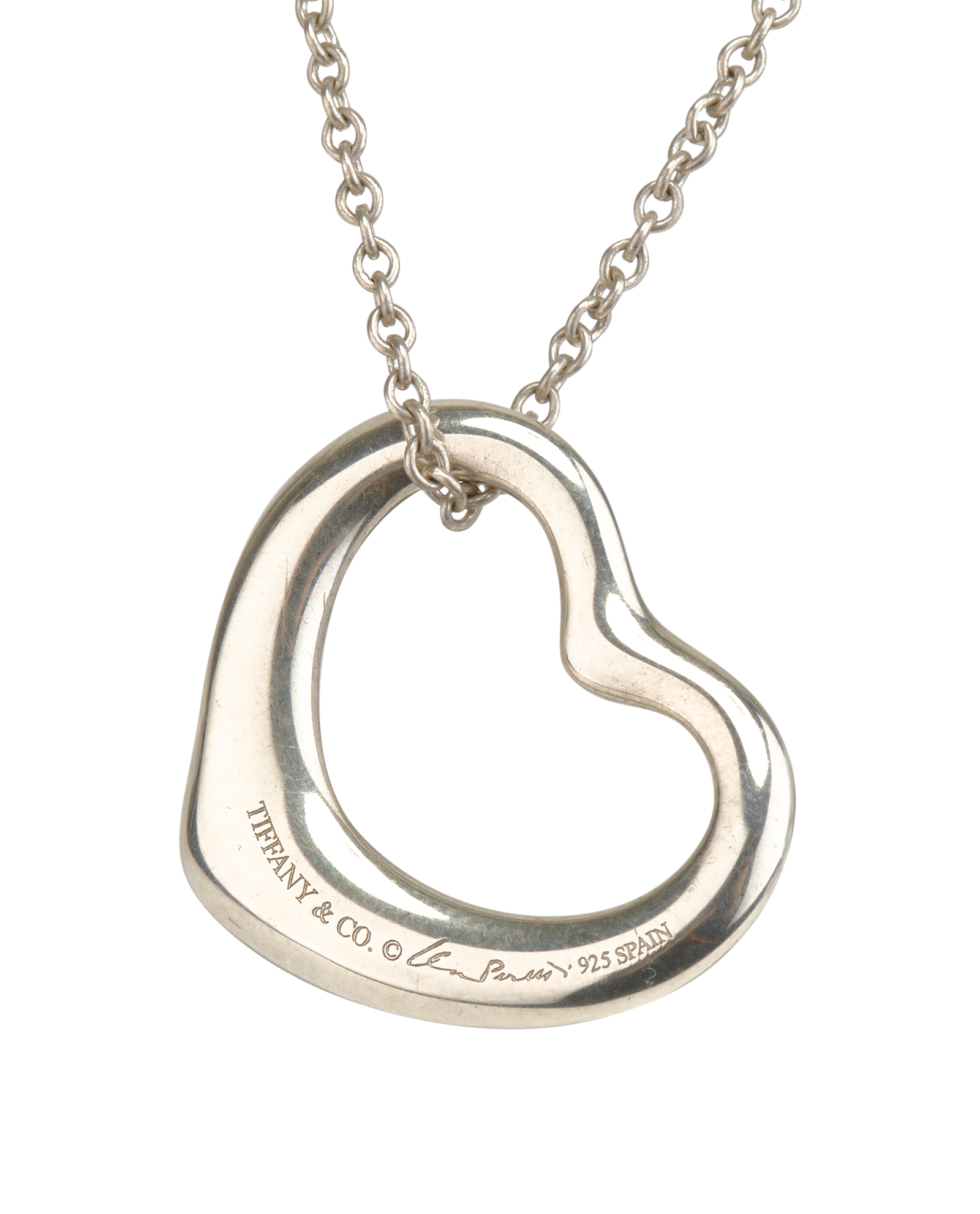 Tiffany & Co Elsa Peretti Large Open Heart Necklace, &pound;190, Jewellery, Silver, Silver, Other view