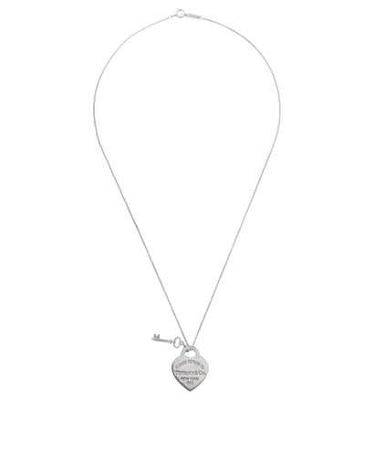 Tiffany & Co RTT Heart Tag With Key Pendant, &pound;175, Jewellery, Silver, Silver, Front view