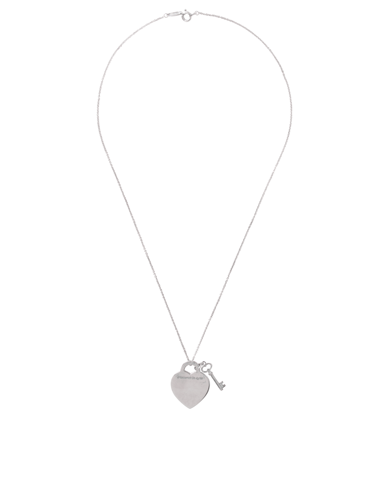 Tiffany & Co RTT Heart Tag With Key Pendant, &pound;175, Jewellery, Silver, Silver, Back view