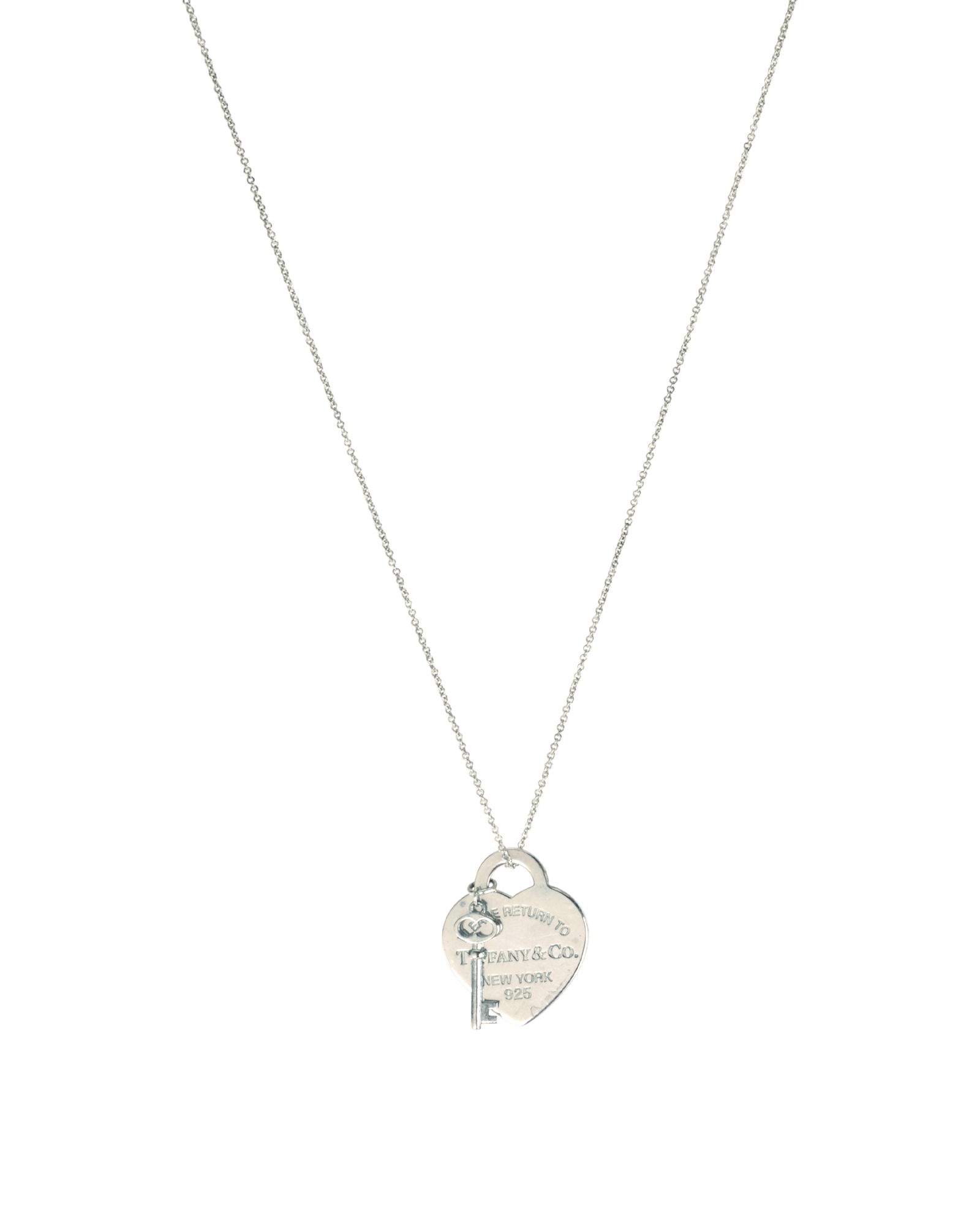 Tiffany & Co RTT Heart Tag With Key Pendant, &pound;175, Jewellery, Silver, Silver, Other view
