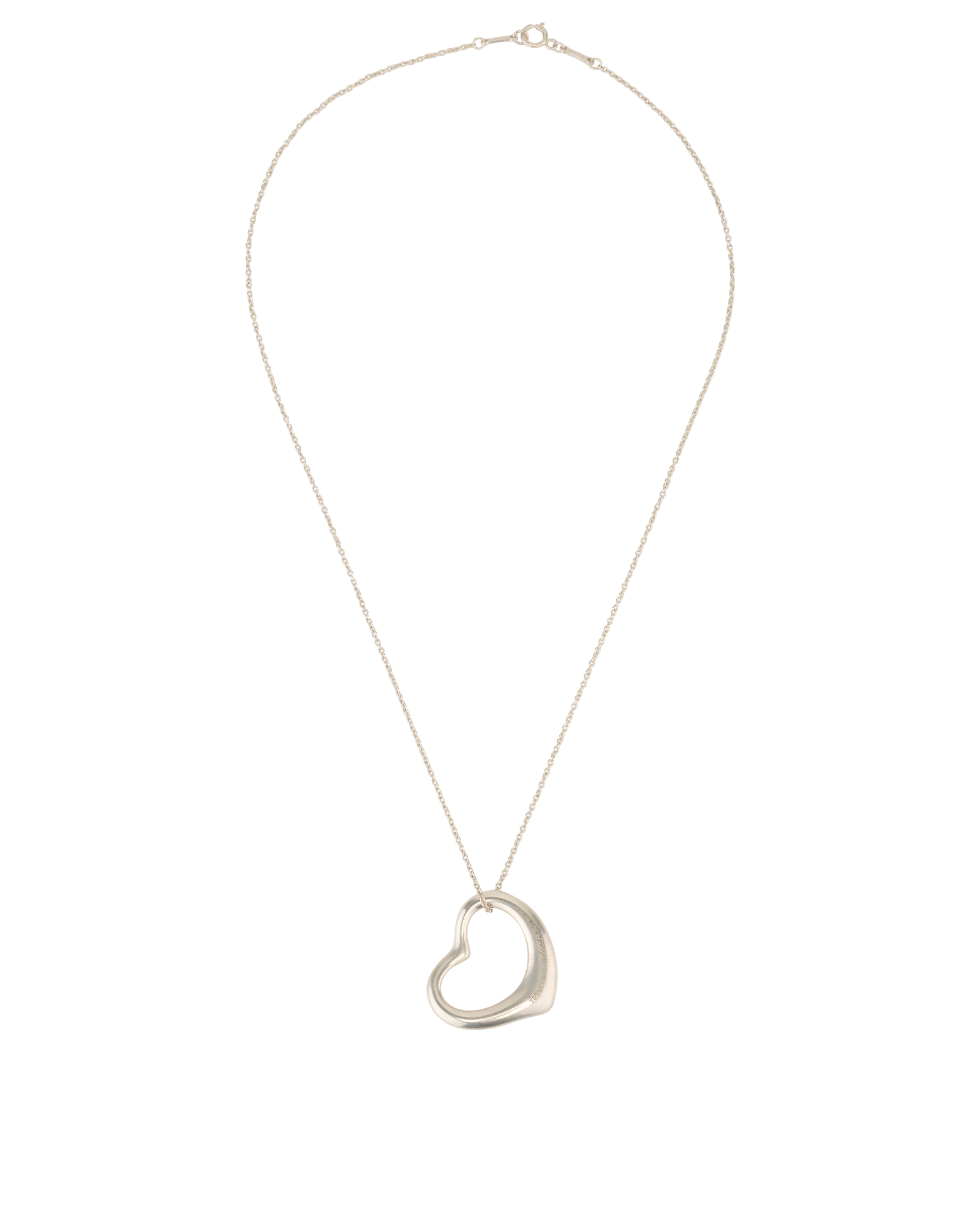 Tiffany Elsa Peretti Medium Open Heart Necklace, &pound;150, Jewellery, Silver, Sterling Silver, Back view