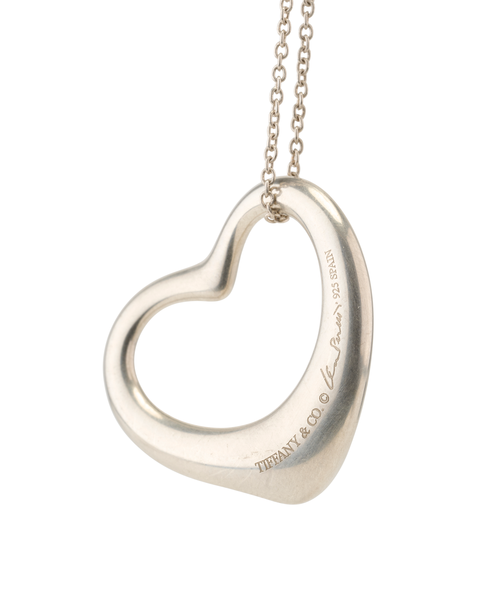 Tiffany Elsa Peretti Medium Open Heart Necklace, &pound;150, Jewellery, Silver, Sterling Silver, Other view