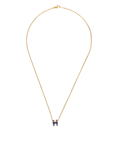 Hermes Mini Pop H Necklace, &pound;275, Jewellery, Blue/Gold, Yellow Gold, Front view