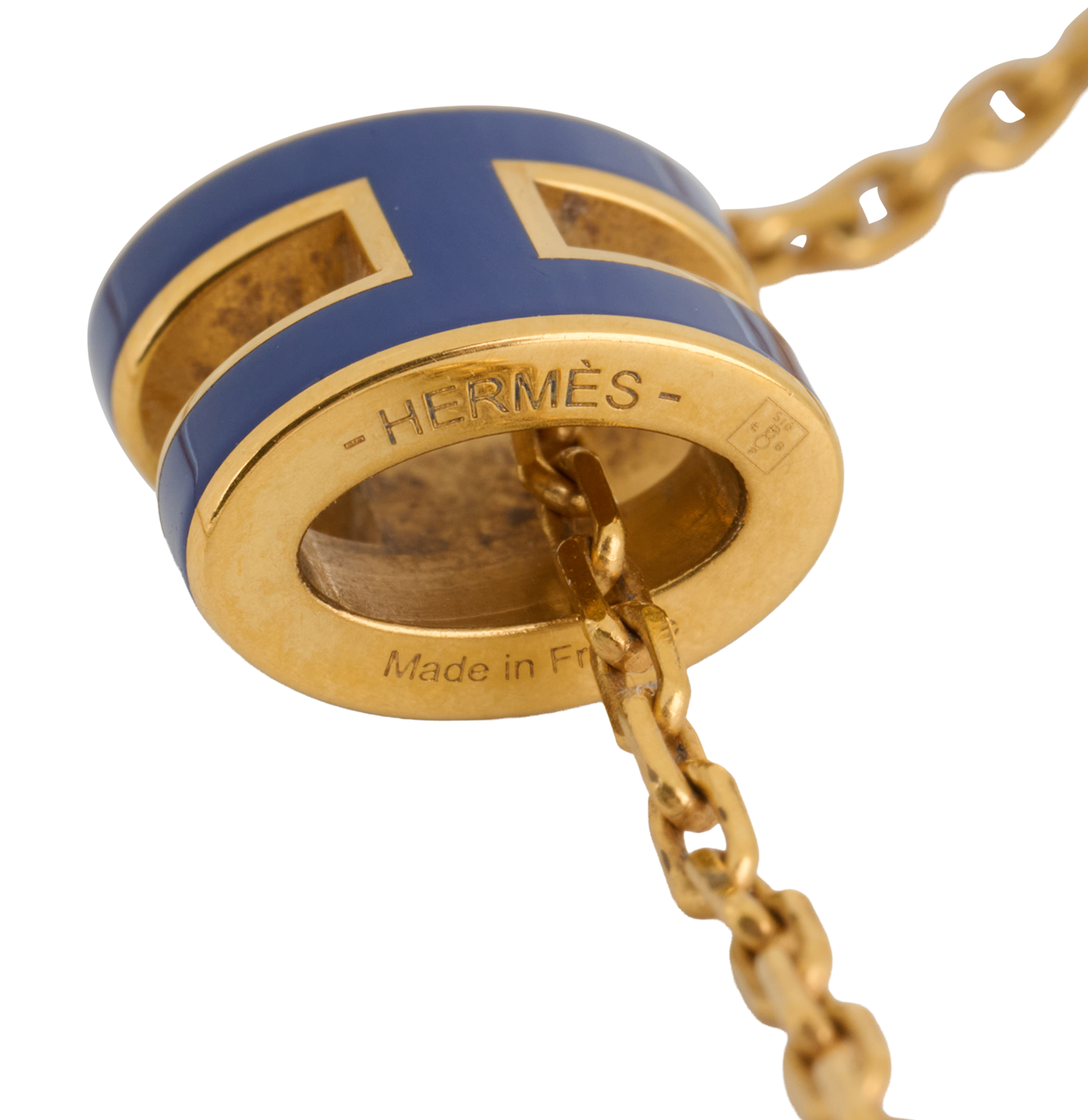 Hermes Mini Pop H Necklace, &pound;275, Jewellery, Blue/Gold, Yellow Gold, Other view