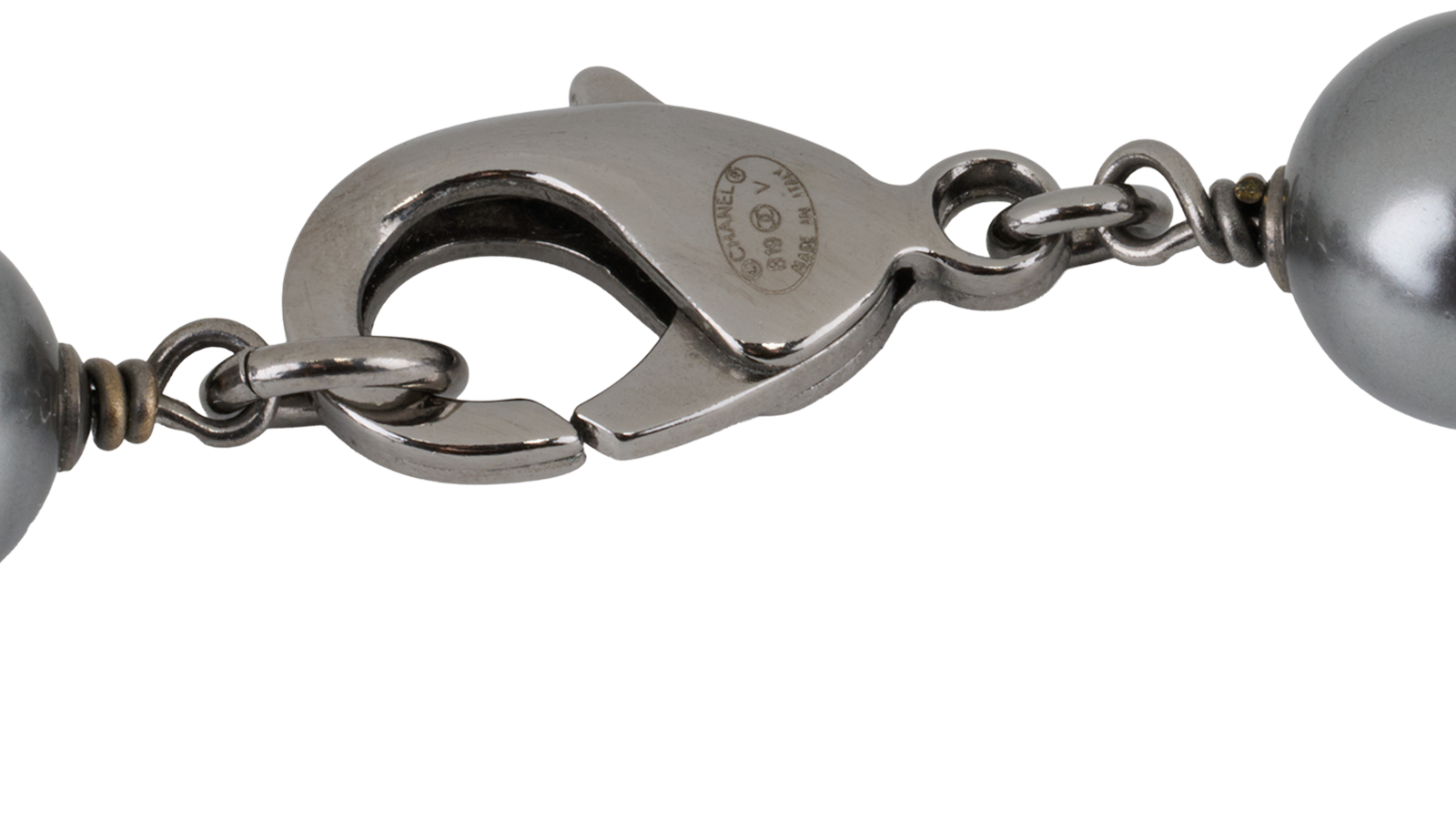 Chanel B19V CC Crystal Necklace, &pound;950, Jewellery, Grey/Silver, Brass/Faux Pearl, Other view