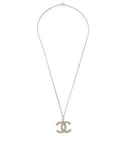 Chanel B11P Crystal CC Necklace, Brass, Silver, B, 2*