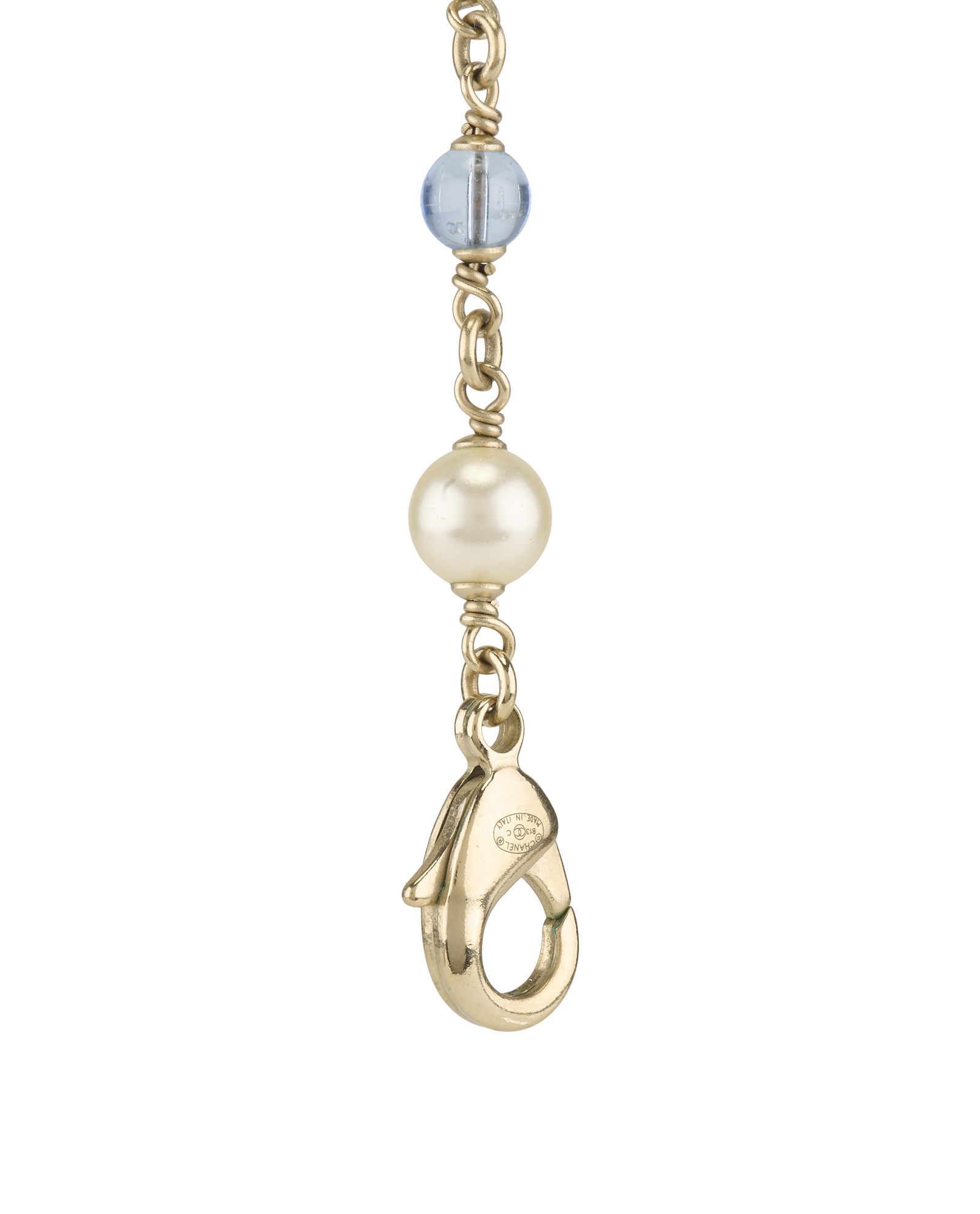 Chanel B13C CC Long Pearl Necklace, &pound;750, Jewellery, Blue/Gold, Brass, Other view